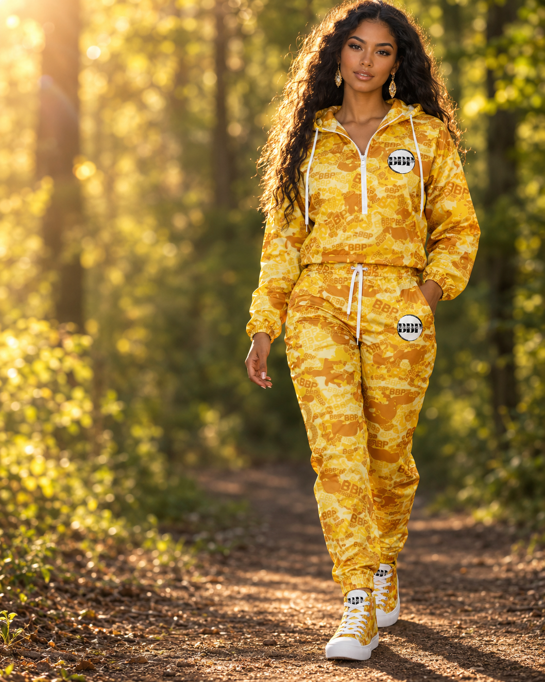 BBP "YELLOW CAMO" Women’s high top canvas shoes