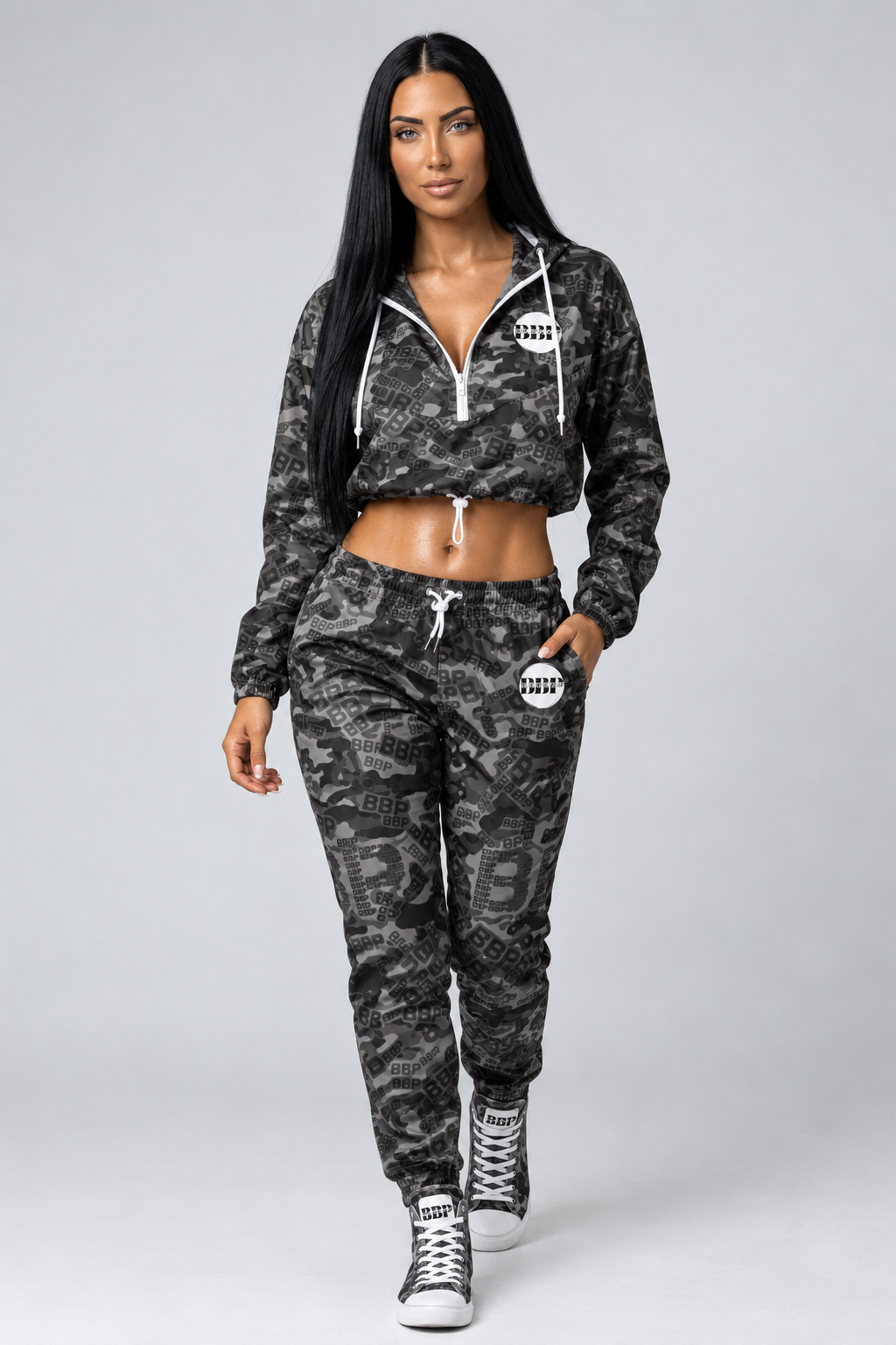 BBP "GREY CAMO" Women’s high top canvas shoes